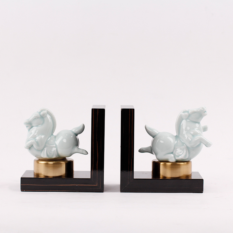 Modern new Chinese style style board room book stall swing piece American European-style jade porcelain living room bedroom office book by adornment