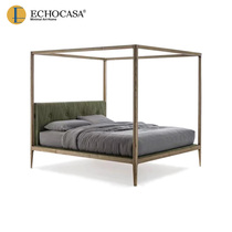 ECHOCASA Extreme Minimalist Modern Pull-out Cadre de lit Subbed North American Black Walnuts Solid Wood Bed Master Bedroom With Double Bed