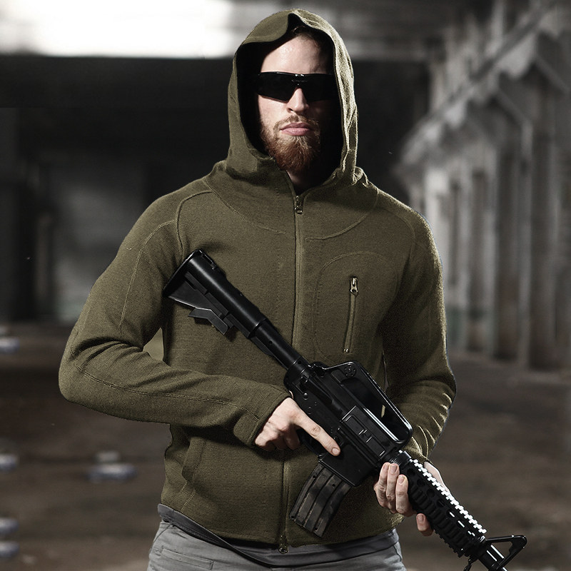 Anti-cold knit sweater Tactical jacket men's cardiovert loose even hat ruling official goat sweatshirt warm and sanitary clothing special soldier