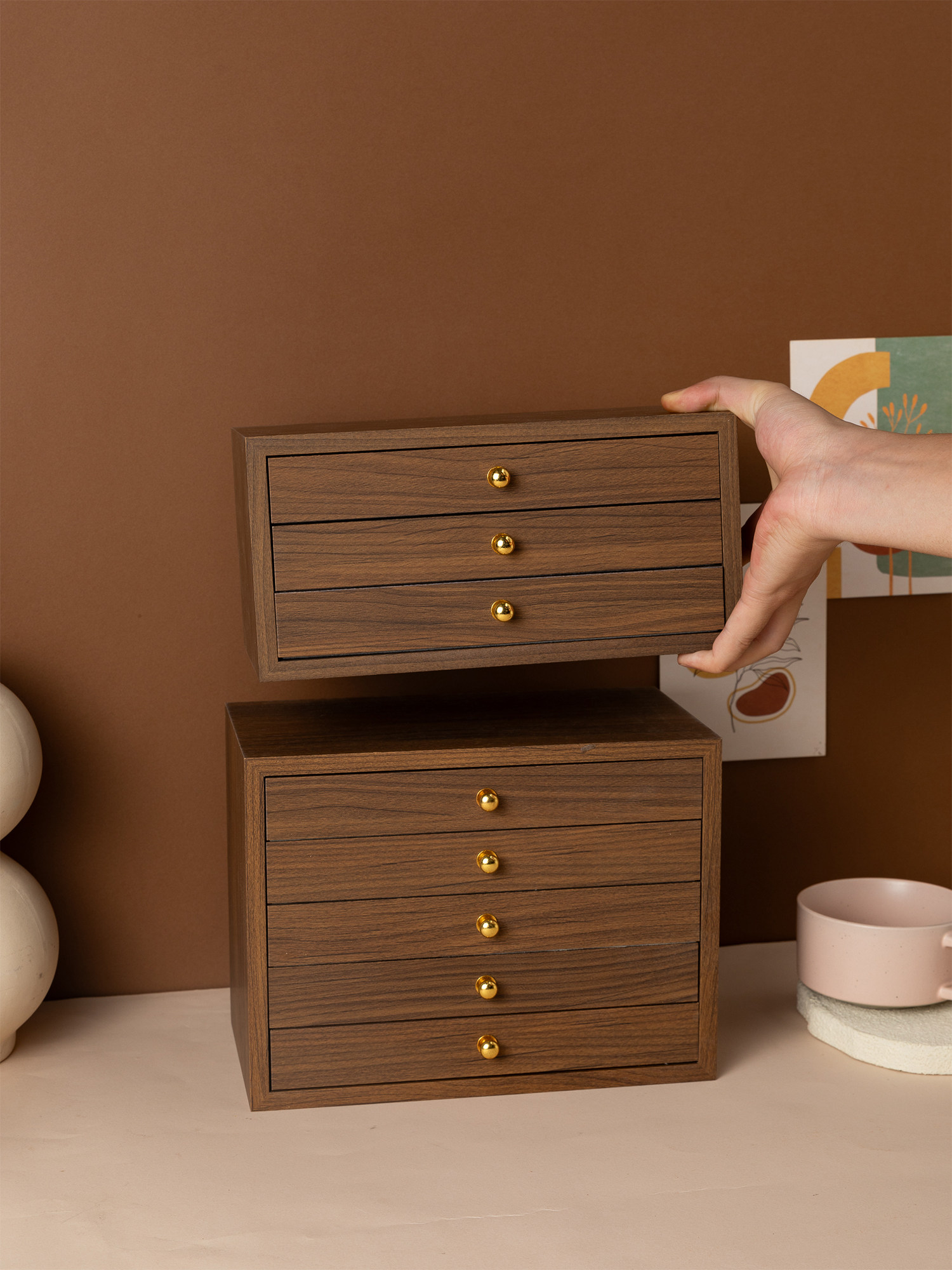 Шкатулка для украшений из орехового дерева в китайском стиле ретро премиум класса для колец серег цепочек