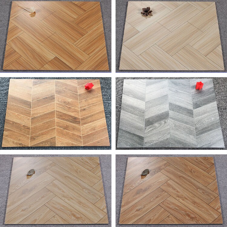 Nordic net red fishbone wood grain tile 600x600 living and dining room floor tile antique tile 60x60 herringbone tile