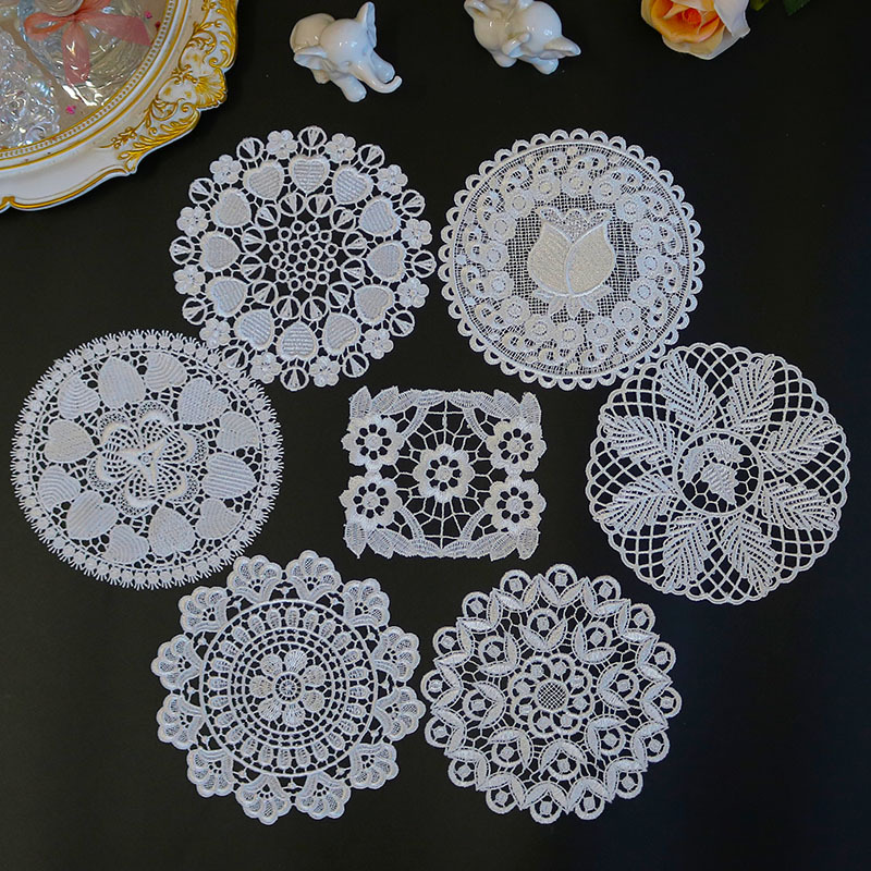 Light Luxury European-Style Lace Round Coasters, Bowl Mats, Anti-Scalding Heat Insulation Pads, Fabric Table Mats, Plate Mats, Vase and Lamp Pads Light Luxury European-Style Lace Round Coasters, Bowl Mats, Anti-Scalding Heat Insulation Pads, Fabric Table Mats, Plate Mats, Vase and Lamp Pads
