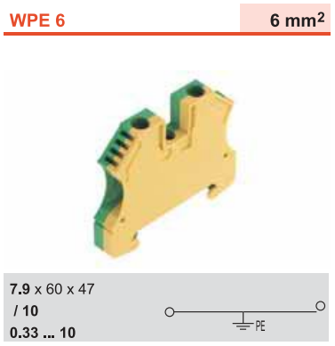 Original Weidmiller terminal terminal WPE 6 1010200000 yellow and green 6 square