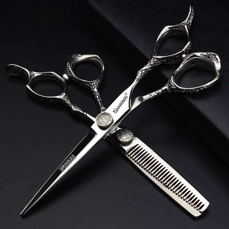 Hair salon hairstylist special serpent cut 6 inch 7 inch 8 inch large cut flat cut tooth cut and thinner haircut scissors suit