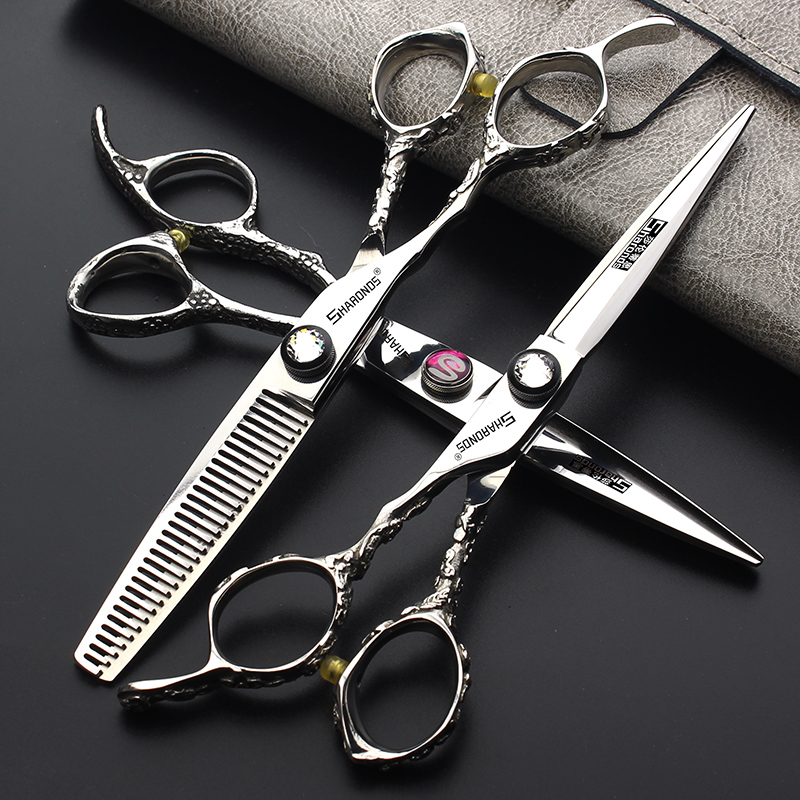 Hair salon left-handed hair stylist special hairdressing scissors 6 inch haircut flat scissors tooth scissors thin scissors set left-handed scissors