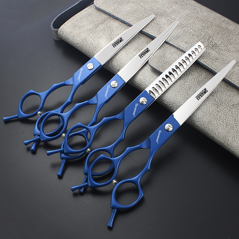 New 7-inch haircut scissors double-ear hand type haircut knife cut suit flat cut fish bone tooth cut big to hair-cut suit