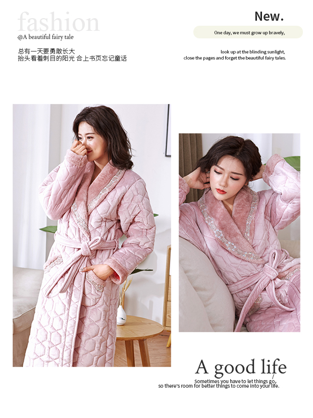 Áo ngủ mùa đông nữ nhung san hô dày dày flannel trung và già tuổi cộng với áo choàng tắm nhung đồ ngủ nam shop đồ ngủ cao cấp