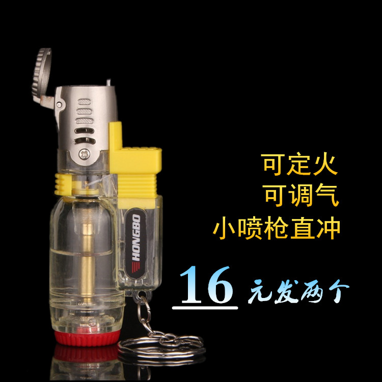 Creative personality mini small welding gun small spray gun straight-through lighter windproof inflatable can set fire large capacity lighter