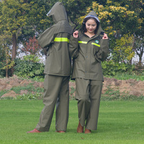 Yishuibai raincoat and rain pants set waterproof electric car rainproof mens and womens reflective thickened adult split raincoat