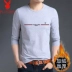 Playboy áo thun dài tay nam cộng với nhung dày cotton mùa đông đồ lót nhiệt cổ tròn áo sơ mi nam áo thun ba lỗ nam Áo phông dài