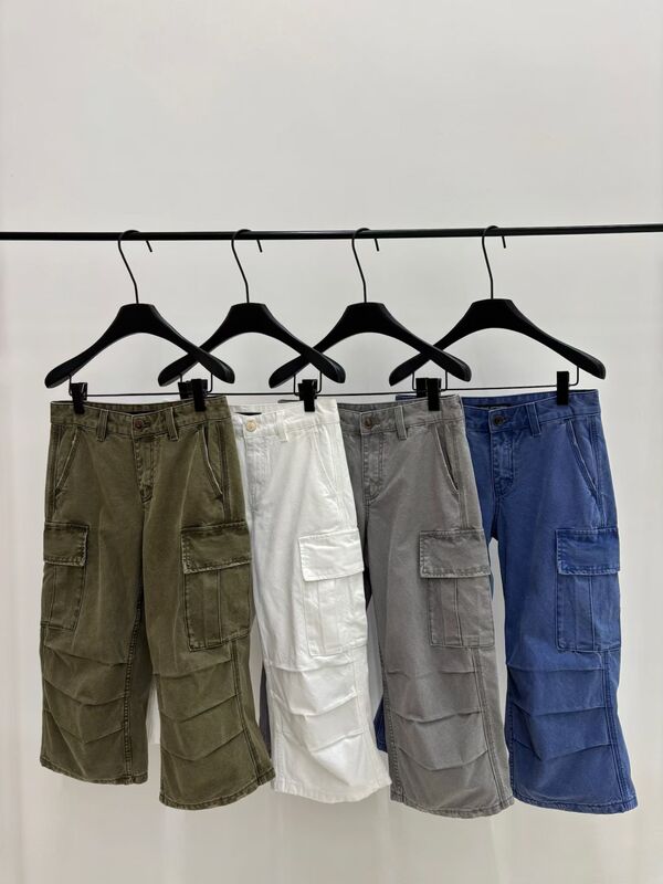Helloseptember Retro Washed Workwear Capri Cropped Pants for Women, New Autumn Straight-Leg Pants V63212