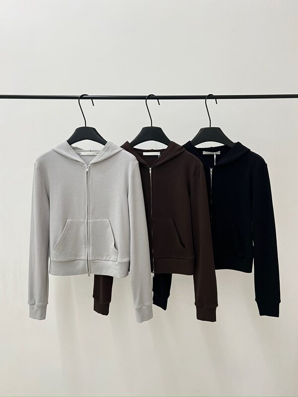 Helloseptember Casual Plain Hooded Solid Color Short Slim-Fit Cardigan Top Jacket for Women H63573 Helloseptember Casual Plain Hooded Solid Color Short Slim-Fit Cardigan Top Jacket for Women H63573