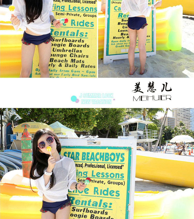 Đồ bơi trẻ em nữ dễ thương bikini bikini ba mảnh áo tắm phiên bản Hàn Quốc của bộ đồ bốn mảnh lớn trẻ em chia áo tắm - Bộ đồ bơi của Kid đồ bơi dài tay cho bé gái