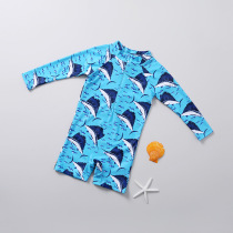 Childrens swimsuit conjoined boy 0-4-year-old long sleeve sunscreen baby boy swimsuit Korean version cute swimsuit