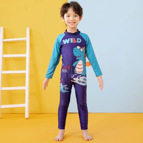 Детский купальник, лонгслив, удерживающие тепло штаны для мальчиков, защита от солнца, подходит для подростков