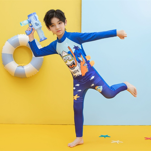 Детский купальник, лонгслив, удерживающие тепло штаны для мальчиков, защита от солнца, подходит для подростков