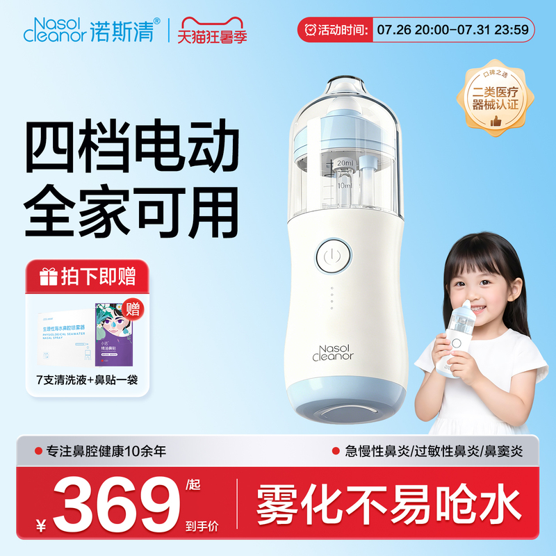 Nose Clean Electric Nasal Irrigator for Children, Spray-Type Nasal Cleaning and Washing Device, Home Use Atomizer for Adults