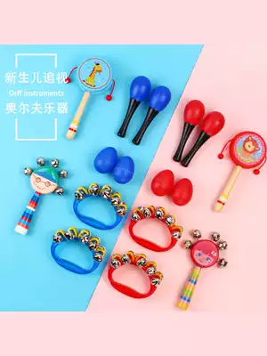 Baby small sand hammer hand rattle toy Red massage ball Newborn baby chasing hearing visual training early education toy