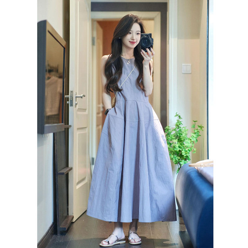 Japanese-Style Artistic, Simple, Casual, Very Pretty, Commuting, High-End, Petite Women's Dress, Summer Vintage Long Dress