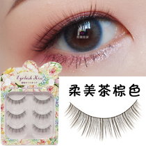 Japanese export 3D multi-layer tea brown natural soft air sense cluster nano-sharpened makeup nude makeup false eyelashes