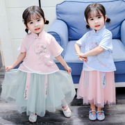 Cô gái Han quần áo mùa hè cải thiện gió Trung Quốc thiết lập nữ bé retro trẻ em quần áo mùa hè siêu cổ tích Tang váy trẻ em váy cổ