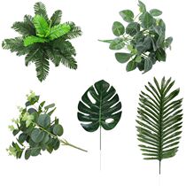 Wedding floral simulation leaves green plant Phoenix tail leaves Eucalyptus money grass arrangement flowers swing shoot green plant props