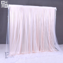 New background gauze curtain double ice silk mesh Wedding decoration Hotel stage decoration Wedding supplies gauze curtain