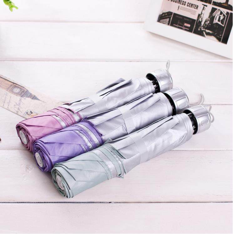 Custom Logo 8K Tri-fold Umbrella Portable Mini Folding Umbrella Couple Color Short Handle Umbrella Gift Umbrella