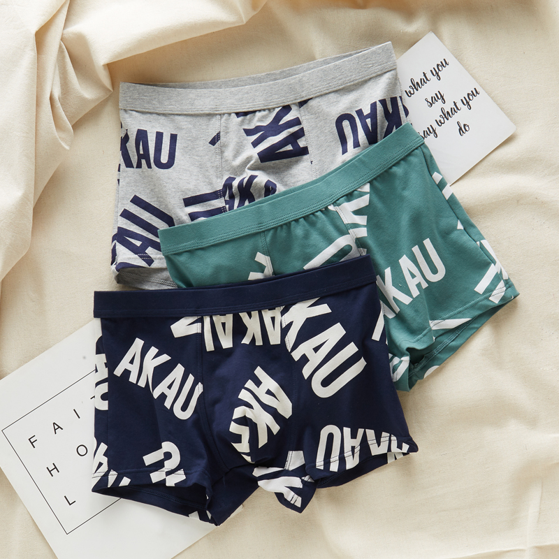 Men's underwear cotton men's boxer youth boxer shorts letters cute cartoon personality large size breathable shorts
