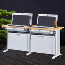 Student flip computer desk training table single computer flip table semi-embedded hidden table electric classroom room table