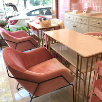 ins Nordic style simple double marble nail table and chair combination Gold Wrought iron single double nail manicure table