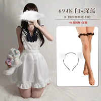 Белая темно -синяя [Делома спина тибетская юбка t tanes] белая волоса+черные длинные цилиндрические носки