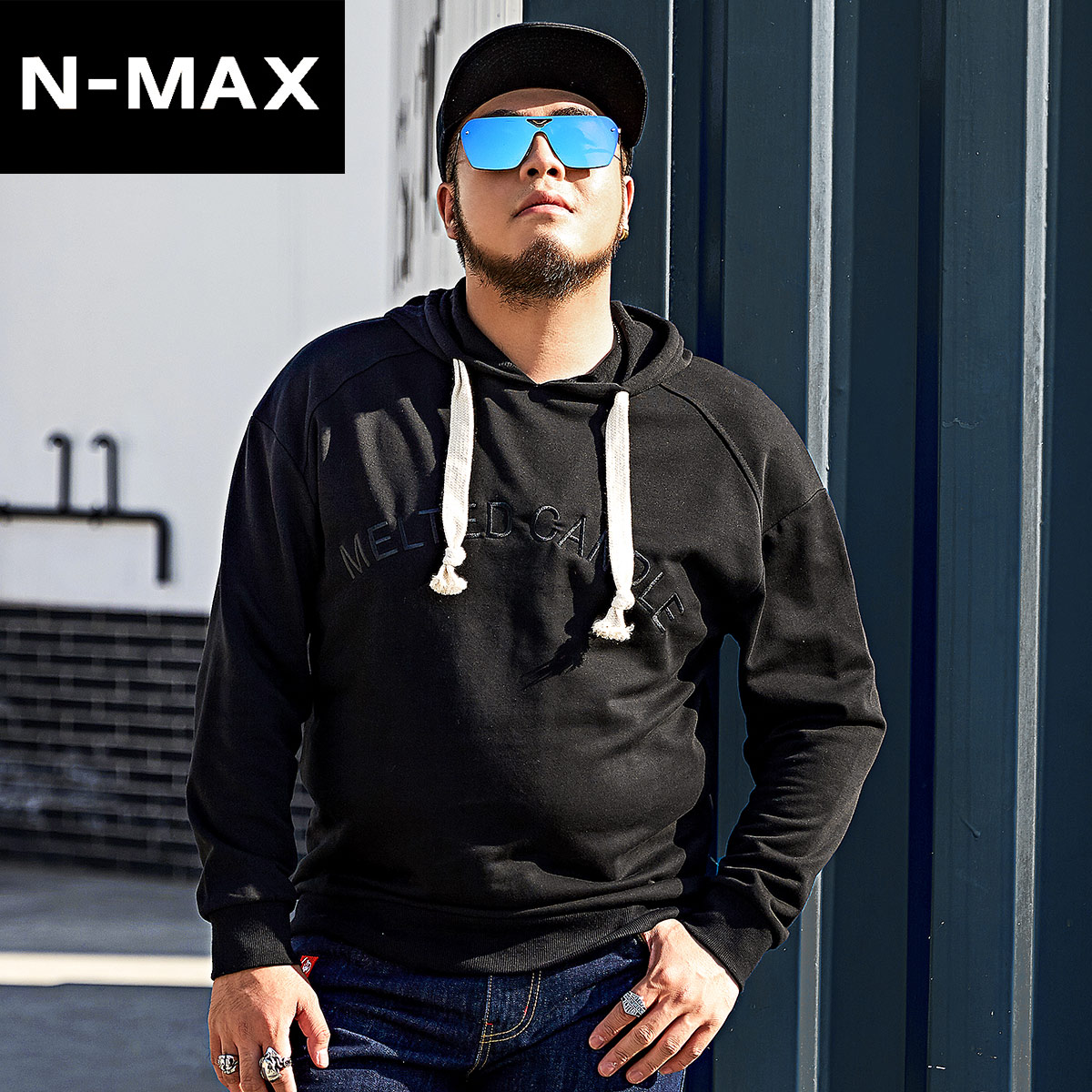 NMAX lớn mã xu hướng y phục nam giới béo thương hiệu loose-fitting áo cộng với chất béo cộng với vai tay áo áo giản dị.