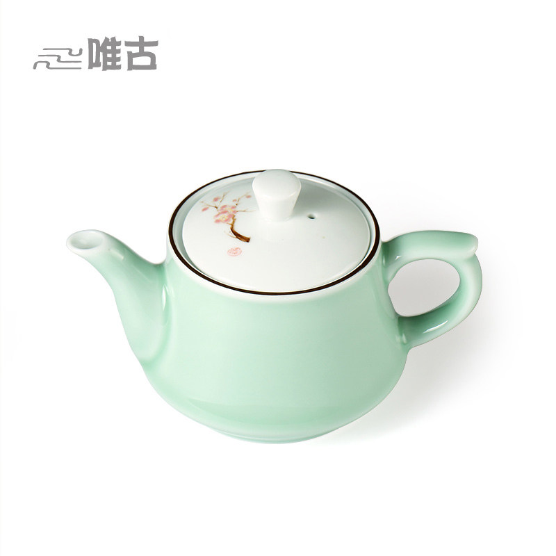 Celadon kung fu teapot household ceramic tea set tea maker tea ceremony hipster Chinese style plum blossom