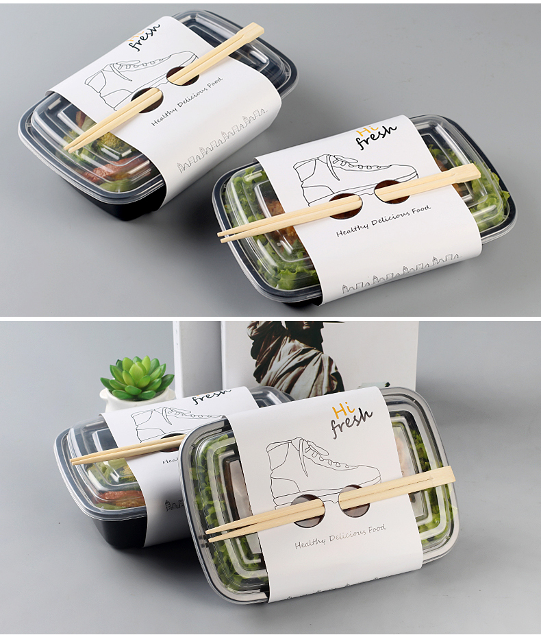 Paper Butler Hộp nhựa dùng một lần màu đen Hộp cơm trái cây vuông Hộp cơm trưa Hộp thức ăn nhanh Hộp cơm trưa 100 - Hộp cơm điện sưởi ấm hộp cơm hâm nóng magic