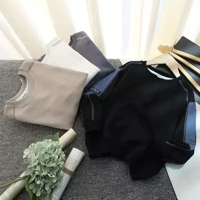 Korean children's spring and autumn round neck thick cotton T-shirt Western style casual pullover T-shirt 2021 new children's clothing boys sports spring clothes