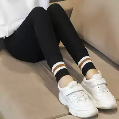 Korean girls wear pants inside and outside pants 2021 spring and autumn mid-waist thickened one-piece velvet foreign school girls and children warm pants