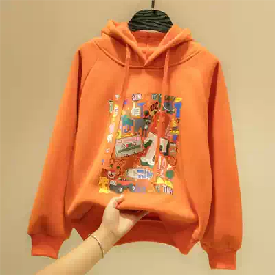 Korean girl thick T-shirt early spring 2021 new middle and big child loose foreign style pullover children's spring coat tide