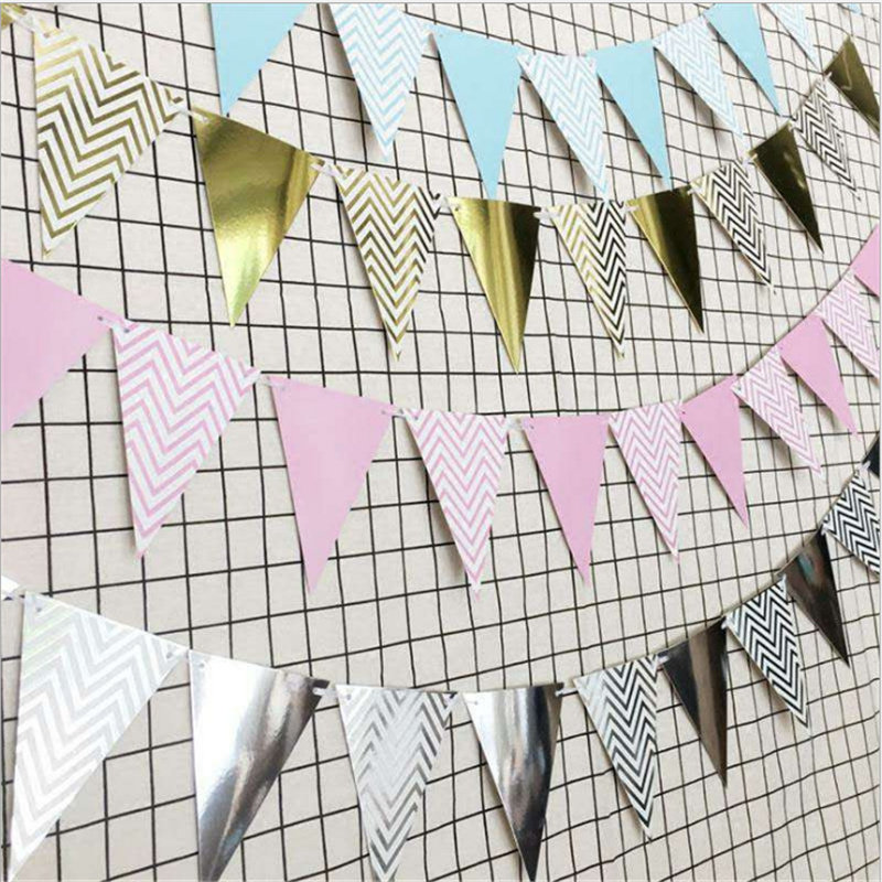 Wedding room layout golden five-star pennant birthday banquet dress up flower adult party background decoration pull flag
