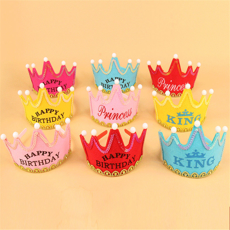 Children's party glowing birthday hat one year old decoration princess cake led glowing crown hat