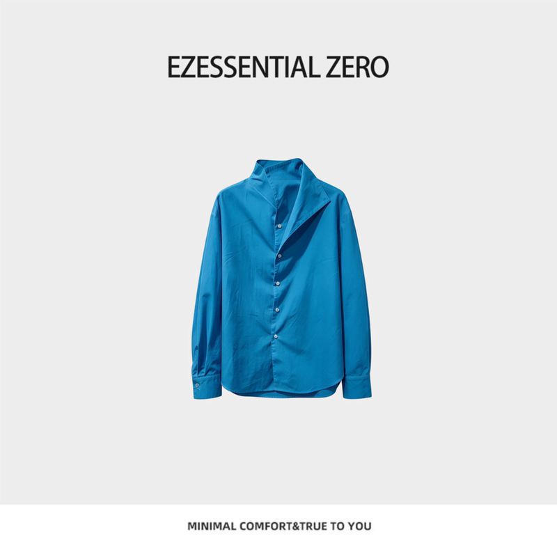 【Norwegian Forest】Shirt【Same Style as in the Mall】Stand Collar Cotton Single-Breasted Faux Two-Piece Top Ez-2610110