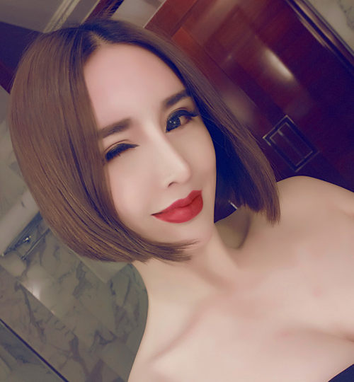 Korean wig for women with short hair, middle parting, no bangs, natural and realistic bobo head, short hair, round face, fluffy face shaping inner buckle set