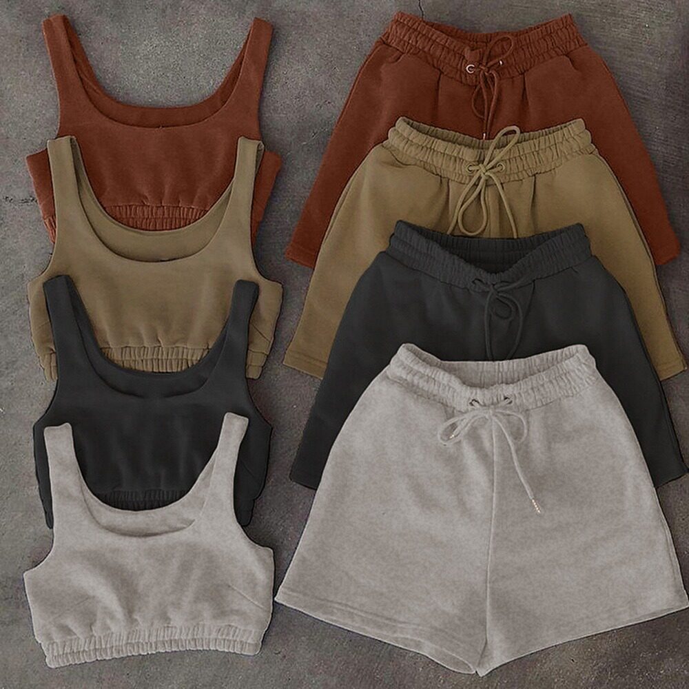 Штаны для йоги active sportswear tank top and biker shorts sets for women c 004