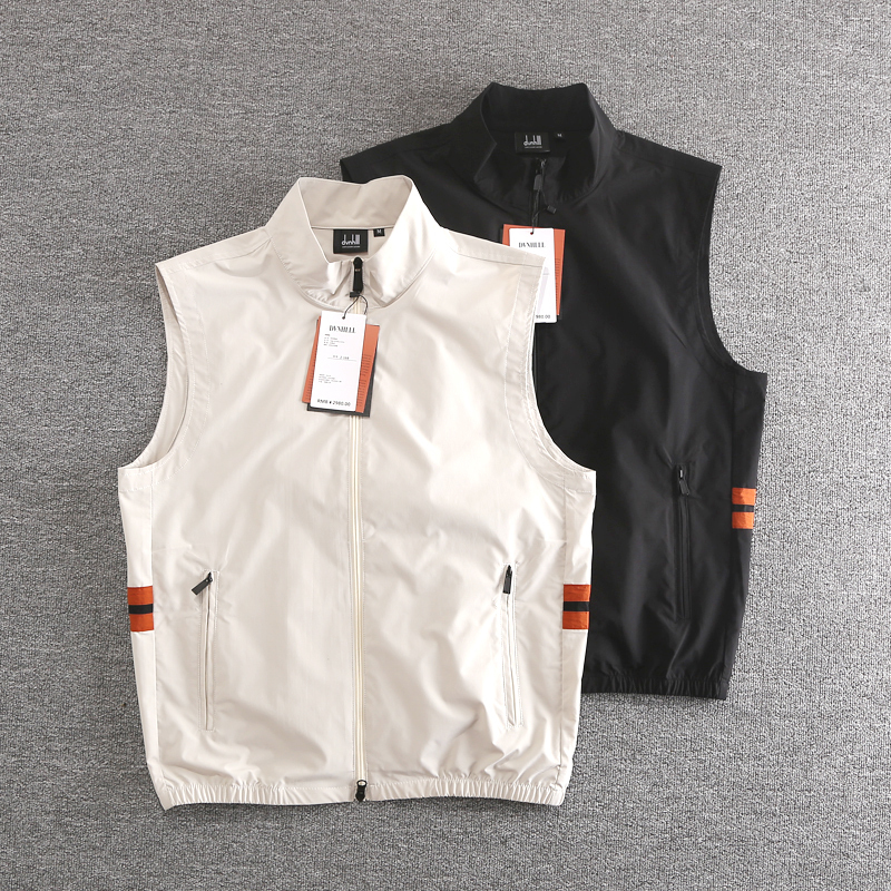 Italian Luxury Stand Collar Double Zipper Vest Double-Sided Texture Anti-Wrinkle Elastic Breathable Sleeveless Vest Vest Jacket for Men Italian Luxury Stand Collar Double Zipper Vest Double-Sided Texture Anti-Wrinkle Elastic Breathable Sleeveless Vest Vest Jacket for Men