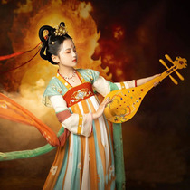 Han Fu Girl Spring Autumn Childrens Tang Dress Jacket Dresses Superfairy dress Chinese Wind female baby Dunhuang Flying Sky Dance suit