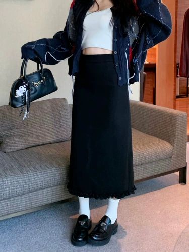 Утепленная шерстяная модная юбка, костюм, свободный прямой крой, с акцентом на бедрах