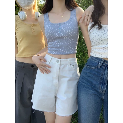 Свежая летняя приталенная короткая майка топ, цветочный принт