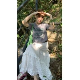 Тонкий трикотажный свитер, юбка, высокая талия