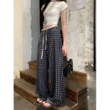 Штаны для отдыха, эластичная талия, на шнурках, свободный прямой крой, подходит для подростков