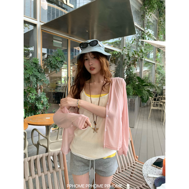 Pphome Homemade~Oxygen Cardigan, Lyocell Tencel Sun Protection Cardigan, Pink Long-Sleeved Air-Conditioning Shirt, Summer Jacket